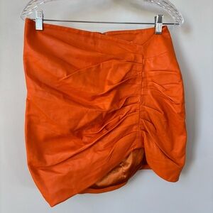 Camila Coelho Orange Leather Mini Skirt Size M